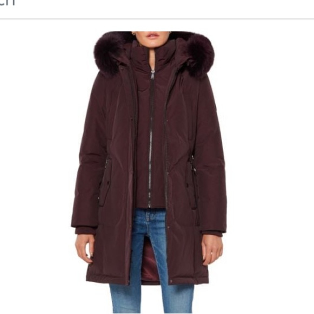 Real fur One Madison Expedition Coat- real coat is BLACK with Brown fur